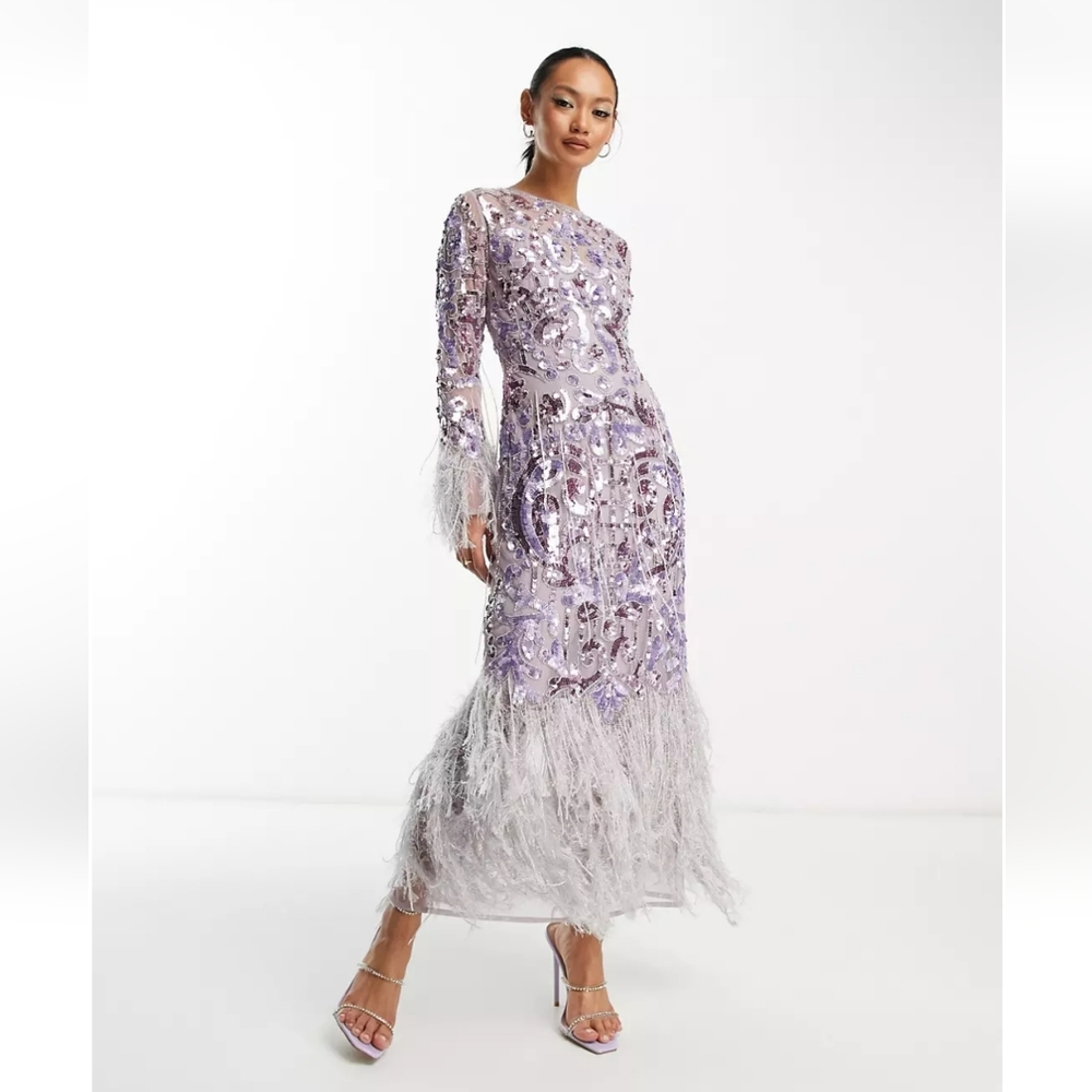 Sequin and Faux Feather dress